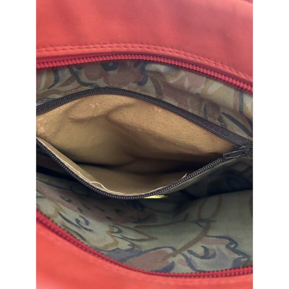 Tres Zeta Abstract Art Red Suede Leather Crossbody Handbag Purse Italy Vintage - Picture 10 of 11